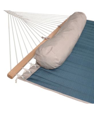 Heavy-Duty 2-Person Quilted Designs Fabric Hammock with Spreader Bars and Detachable Pillow - 440 lb Weight Capacity