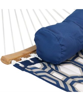 Heavy-Duty Quilted 2-Person Hammock with Curved Bamboo Spreader Bars - 450 lb Weight Capacity
