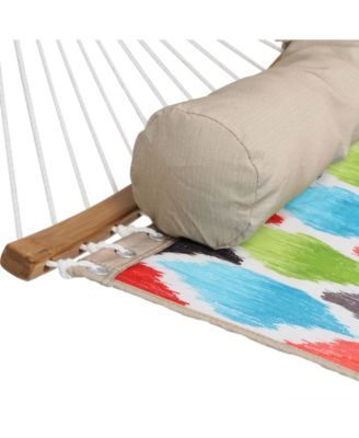 Heavy-Duty Quilted 2-Person Hammock with Curved Bamboo Spreader Bars