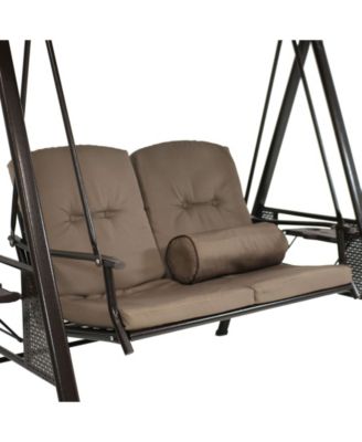 Sunnydaze Decor Outdoor Porch Swing 2-Person Patio Seater Loveseat with Adjustable Canopy