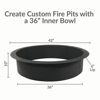 Outdoor Heavy-Duty Steel Portable Above Ground or In-Ground Round Fire Pit Liner Ring - Black