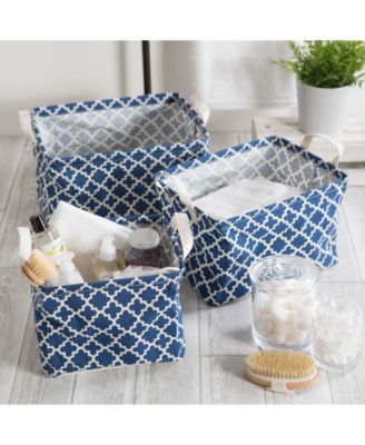 Polyethylene Coated Cotton Polyester Laundry Bin Lattice Rectangle Extra Large Set of 2