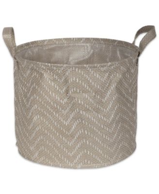 Polyethylene Coated Woven Paper Laundry Bin Tribal Chevron Stone Round Small Set of 2