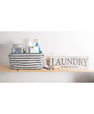 Polyethylene Coated Herringbone Woven Cotton Laundry Bin Stripe Rectangle Set of 3