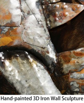 Elephant Mixed Media Iron Hand Painted Dimensional Wall Art, 60" x 40" x 2.8"