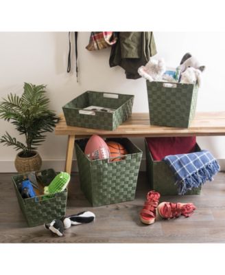 Nylon Bin Basketweave Trapezoid Set of 2