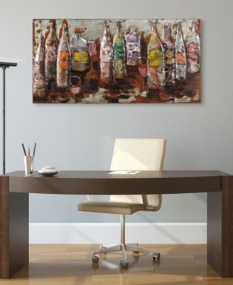 5 O'clock Mixed Media Iron Hand Painted Dimensional Wall Art, 24" x 48" x 2.2"