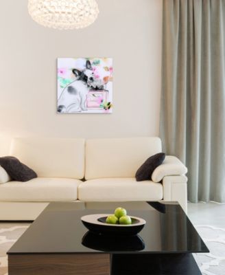 Little Frenchie Frameless Free Floating Tempered Glass Panel Dog Graphic Wall Art, 20" x 20" x 0.2"