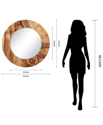 Forest Round Beveled Wall Mirror on Free Floating Reverse Printed Tempered Art Glass, 36" x 36" x 0.4"