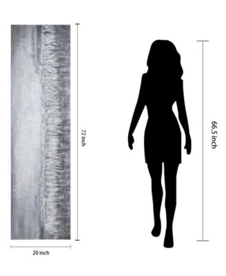 Silver Dust Textured Metallic Hand Painted Wall Art by Martin Edwards, 20" x 72" x 1.5"