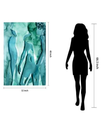 Water Women I II Frameless Free Floating Tempered Art Glass Wall Art, 48" x 32" x 0.2"