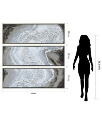 Iced Textured Metallic Hand Painted Wall Art Set by Martin Edwards, 60" x 20" x 1.5"