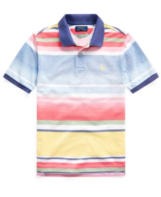 striped cotton mesh polo shirt