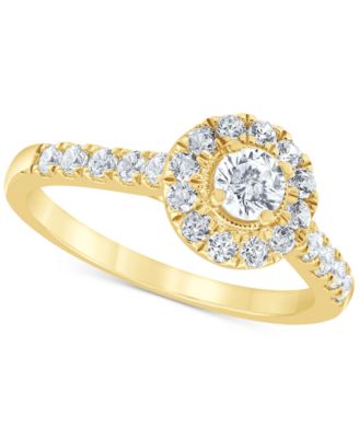 Diamond Halo Bridal Set (1 ct. t.w.) in 14k Yellow or Rose Gold