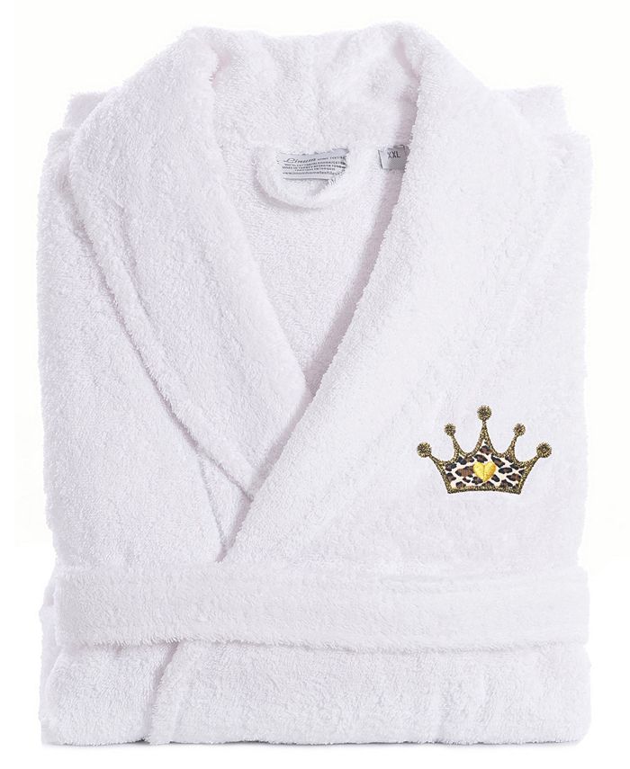 Linum Home 100% Turkish Cotton Personalized Terry Bath Robe - Gray - Macy's