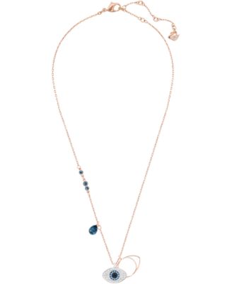 Rose Gold-Tone Crystal Evil-Eye 14-7/8" Pendant Necklace