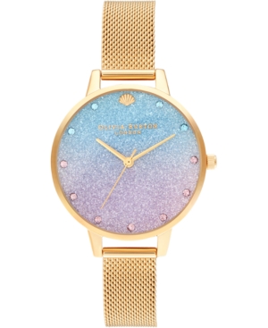 image of Olivia Burton Women-s Under The Sea Gold-Tone Stainless Steel Mesh Bracelet Watch 34mm