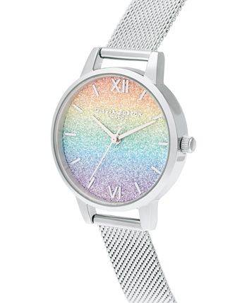 Women's Rainbow Stainless Steel Mesh Bracelet Watch 30mm