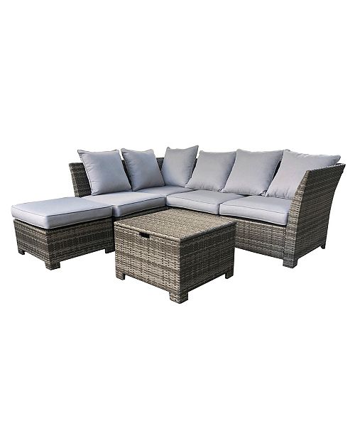 Glitzhome 6 Piece Outdoor Patio Wicker Sofa Set Reviews Furniture Macy S