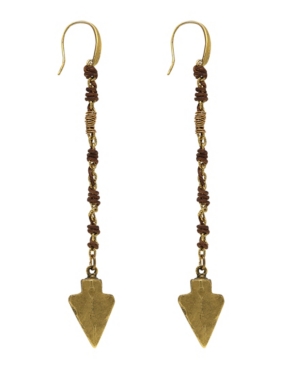 image of T.r.u. by 1928 14 K Gold Dipped Wrapped Linear Arrowhead Earring with Swarovski Crystals