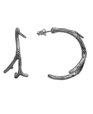 image of T.r.u. by 1928 Pewter Tone Small Tree Branch Hoop Earring