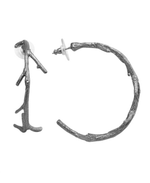 image of T.r.u. by 1928 Pewter Tone Large Tree Branch Hoop Earring