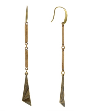 image of T.r.u. by 1928 Vintage-Like Brass Tone Deco Linear Earring