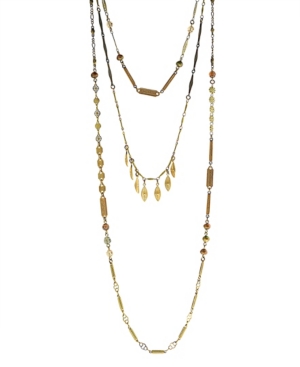 image of T.r.u. by 1928 Triple Chain Necklace Accented with Baroque Glass Pearls and Swarovski Crystals