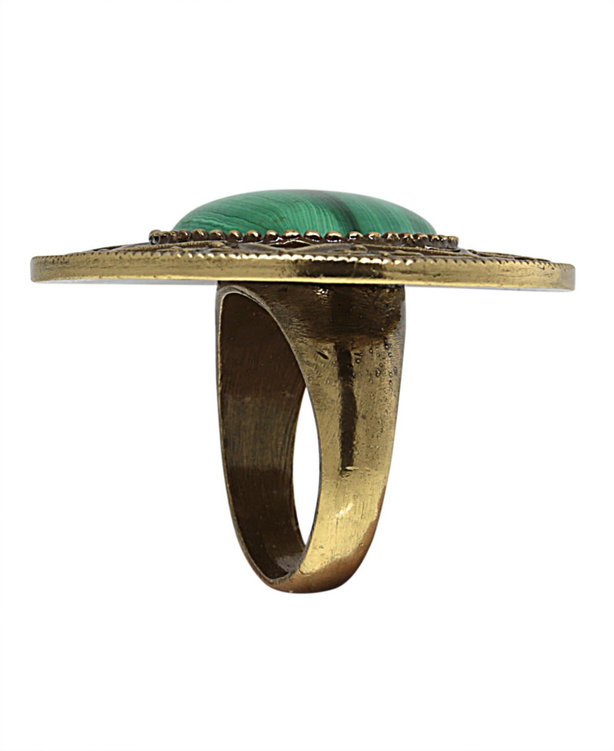 Shop 1928 T.r.u. By  Aztec Mandala Semi-precious Malachite Ring In Green
