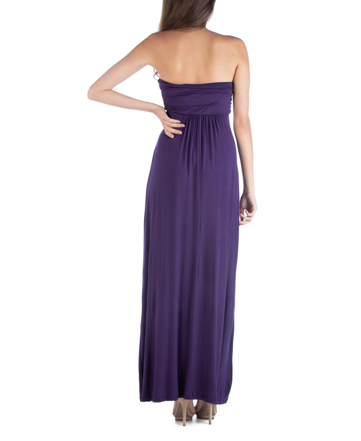 24seven Comfort Apparel Strapless Empire Waist Maxi Dress