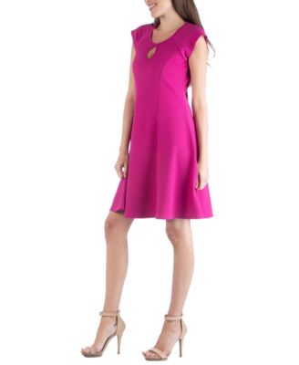 Scoop Neck A-Line Dress with Keyhole Detail