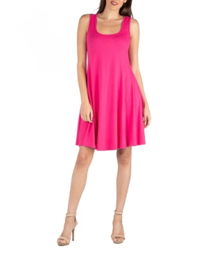 24seven Comfort Apparel Plus Size Fit And Flare Knee Length Tank Dress In Pink