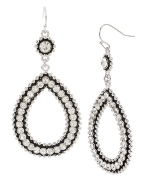 image of Jessica Simpson Stone Teardrop Gypsy Hoop Earrings, 2.75