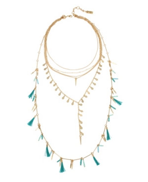 image of Jessica Simpson Tassel Multi Row Necklace Set, 16