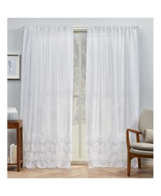 Exclusive Home Curtains Jacinta Bottom Ruffle Sheer Rod Pocket Curtain Panel Pair Set Of 2 In Pink