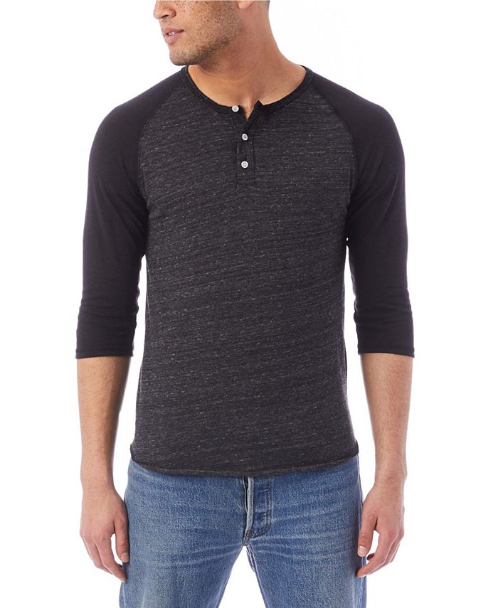 Alternative Apparel Men's Basic 3/4 Sleeve Raglan Henley Shirt