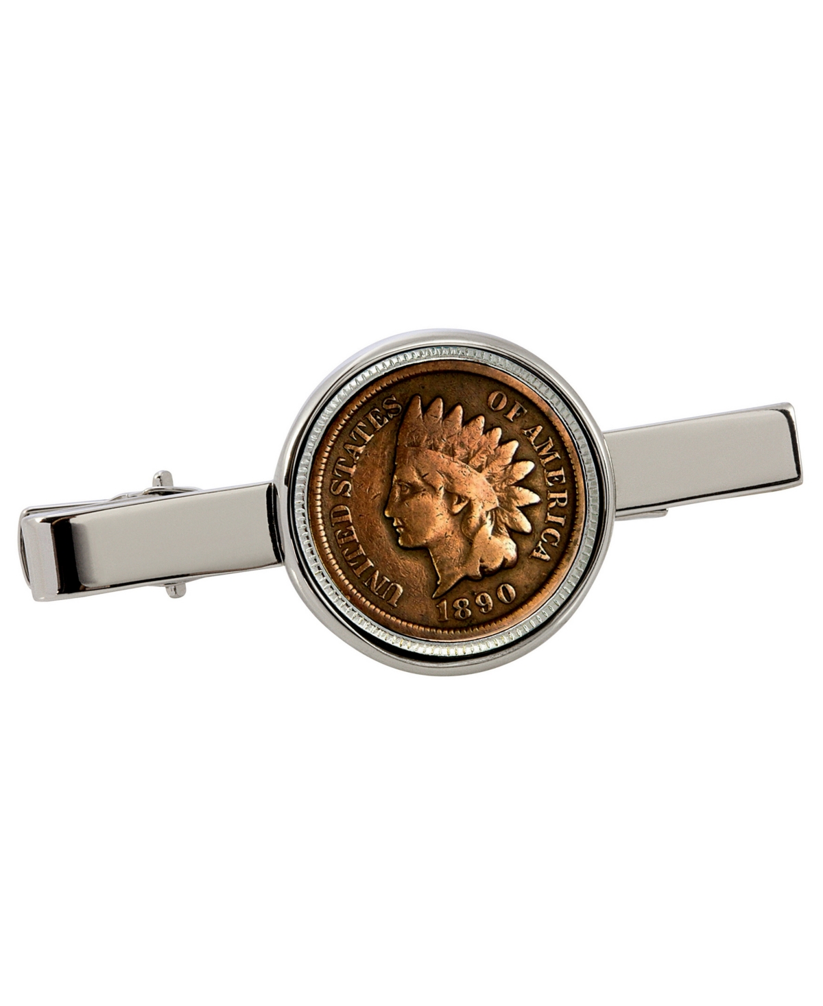 1800's Indian Penny Coin Tie Clip - Silver