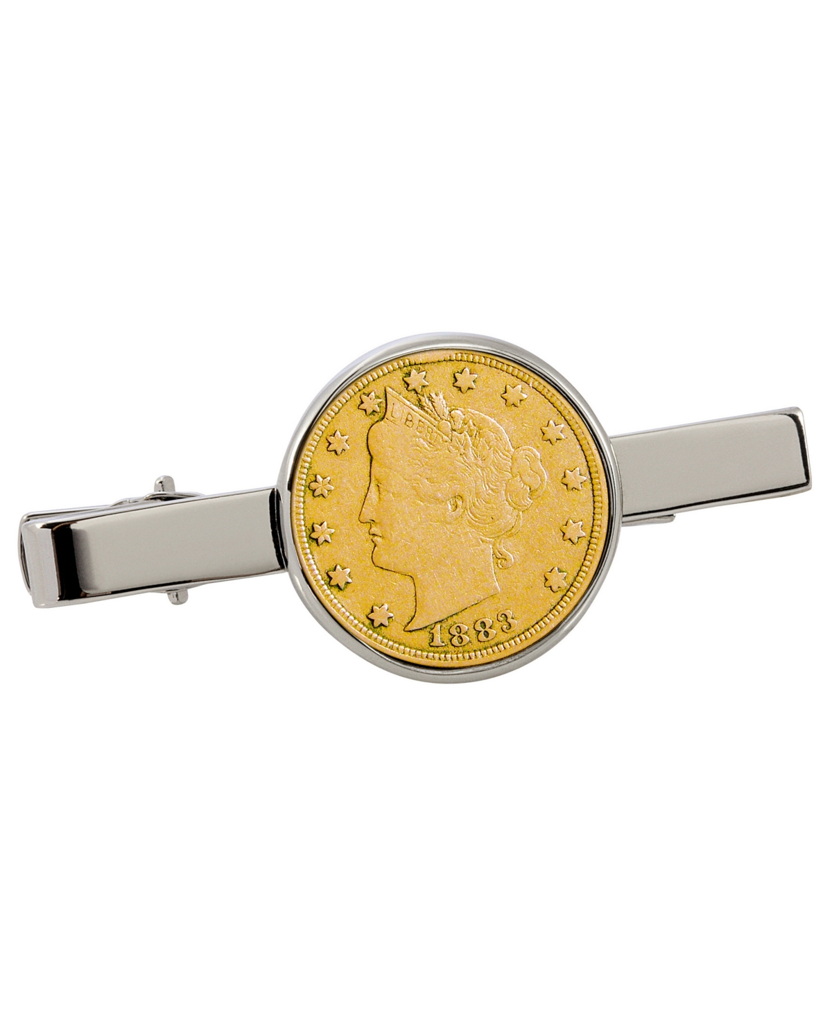 Gold-Layered 1800's Liberty Nickel Coin Tie Clip - Silver