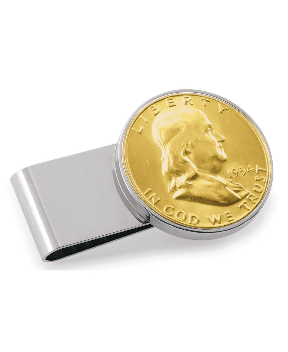 Men's American Coin Treasures Gold-Layered Silver Franklin Half Dollar Stainless Steel Coin Money Clip - Silver