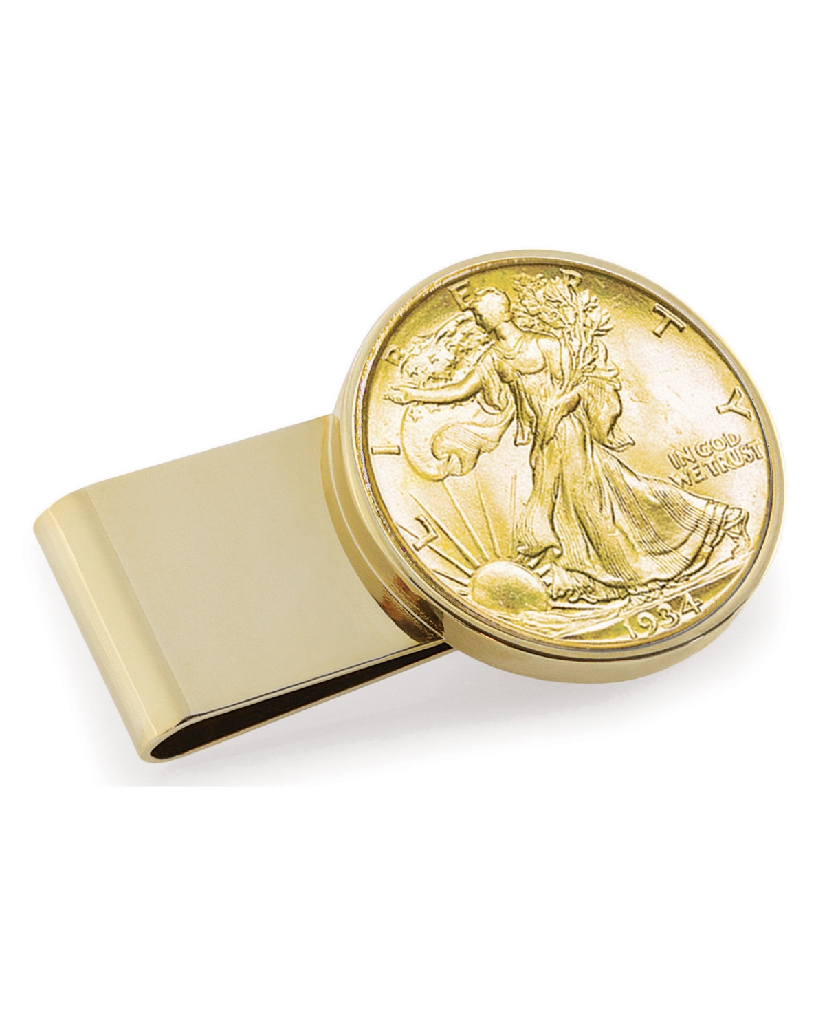 Men's American Coin Treasures Gold-Layered Silver Walking Liberty Half Dollar Stainless Steel Coin Money Clip - Gold