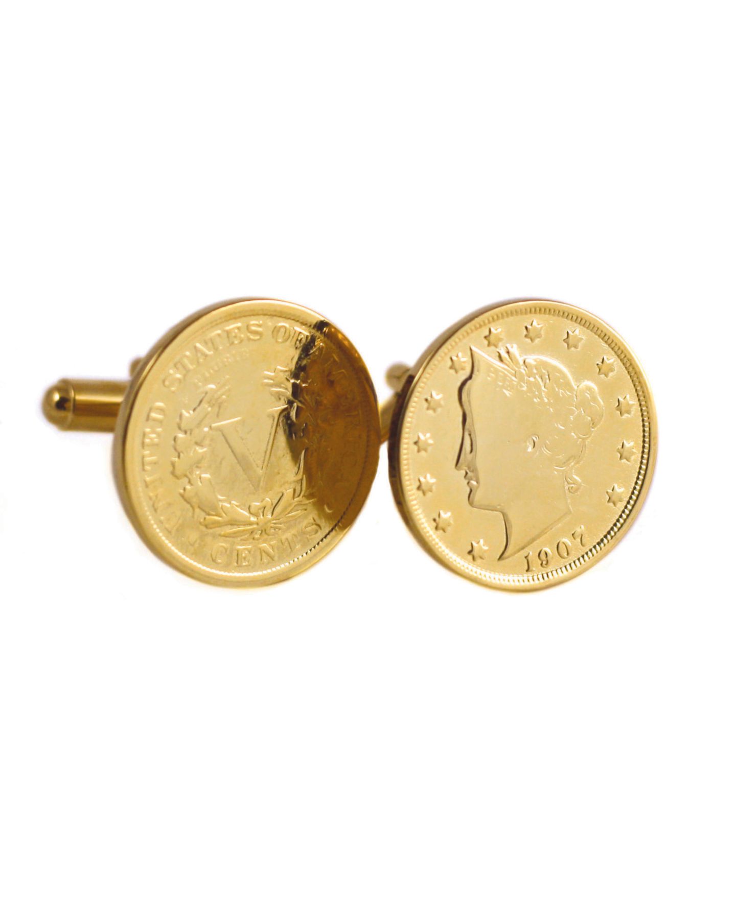 Мужские запонки American Coin Treasures Gold-Layered Liberty Nickel Coin Cufflinks — фото 1