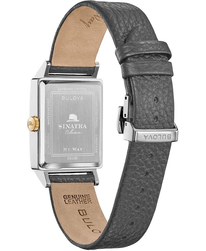 Bulova - Men's My Way Gray Leather Strap Watch, 29.5 x 47mm
