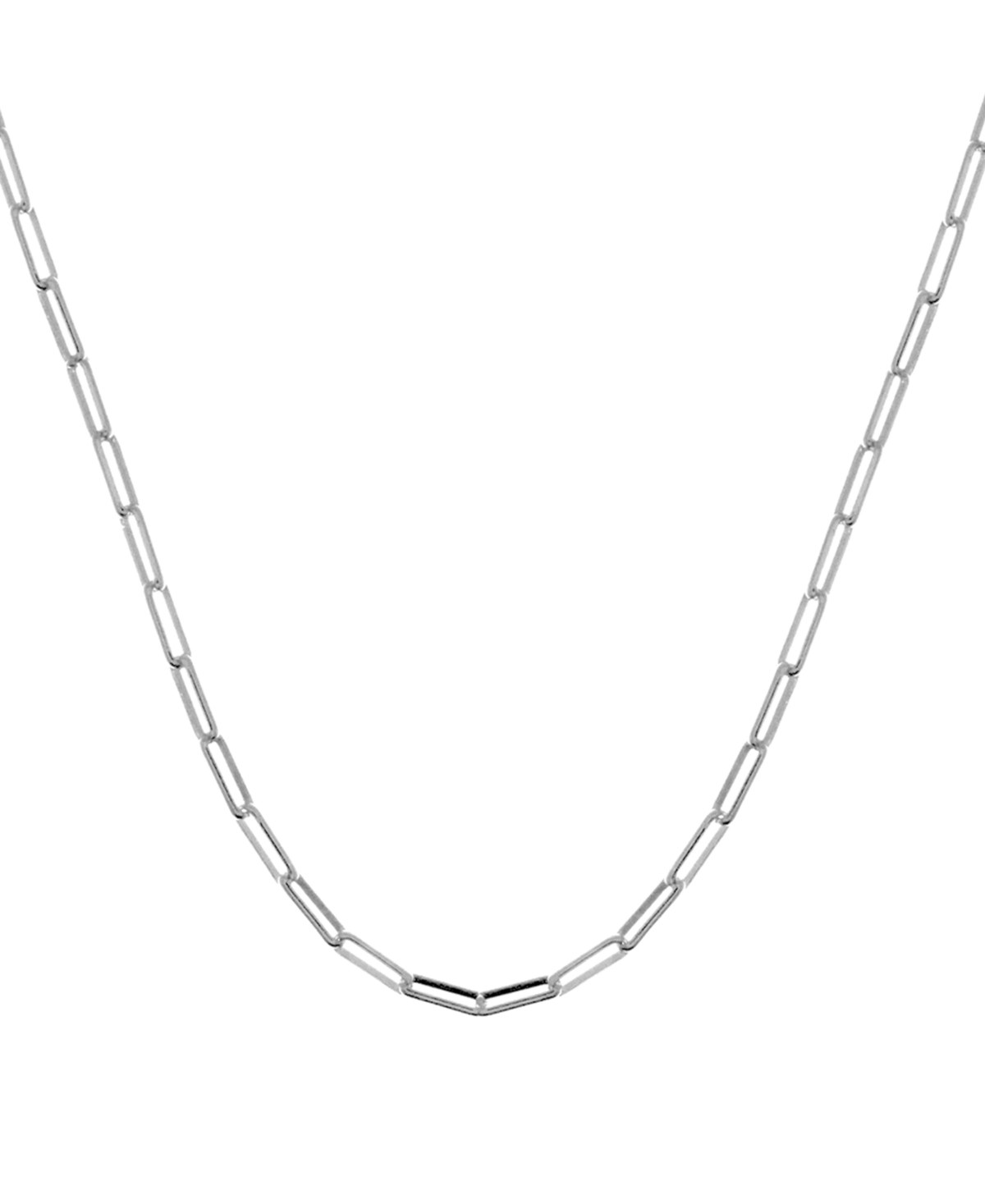 Paper Clip Link 18" Chain Necklace in Silver or Gold Plate - Silver