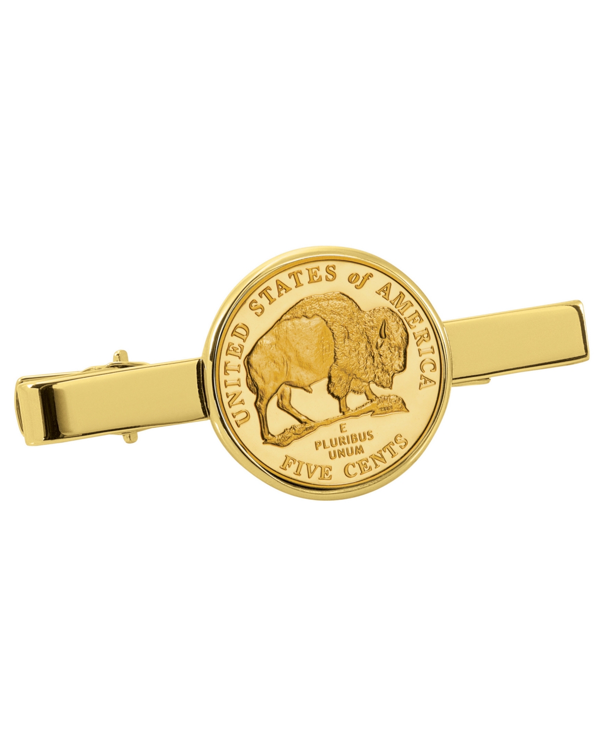 Gold-Layered Westward Journey Bison Nickel Coin Tie Clip - Gold