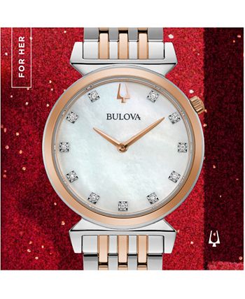 Bulova - Women's Regatta Diamond-Accent Two-Tone Stainless Steel Bracelet Watch 30mm