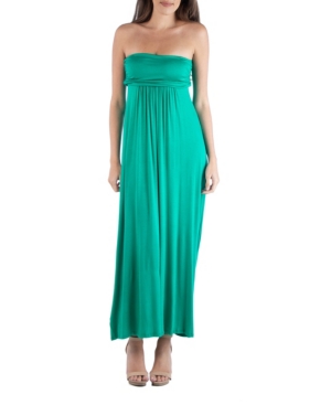 24SEVEN COMFORT APPAREL STRAPLESS EMPIRE WAIST MAXI DRESS