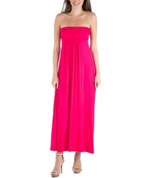 24seven Comfort Apparel Sleeveless Maternity Maxi Dress With Empire Waist And Belt In Pink