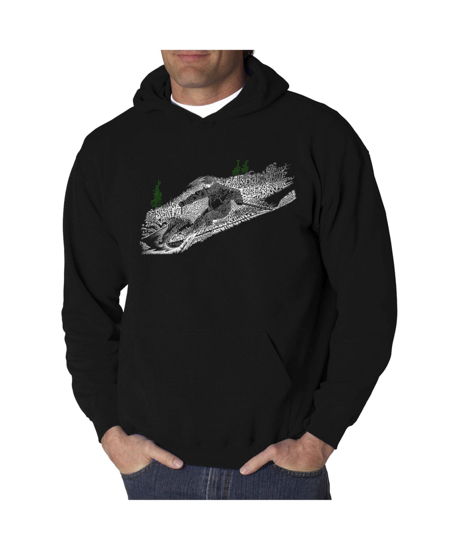 Men's Ski Word Art Hooded Sweatshirt