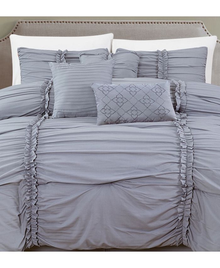 Addy Home Fashions Pleated 7 Piece Comforter Set, King Macy's