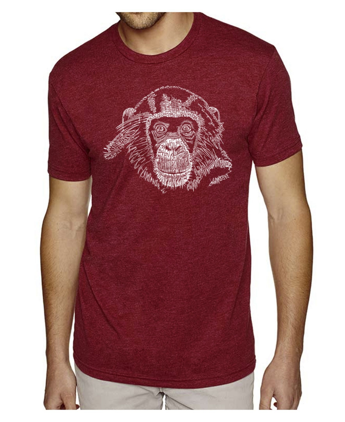 La Pop Art Men's Premium Word Art T-shirt - Chimpanzee